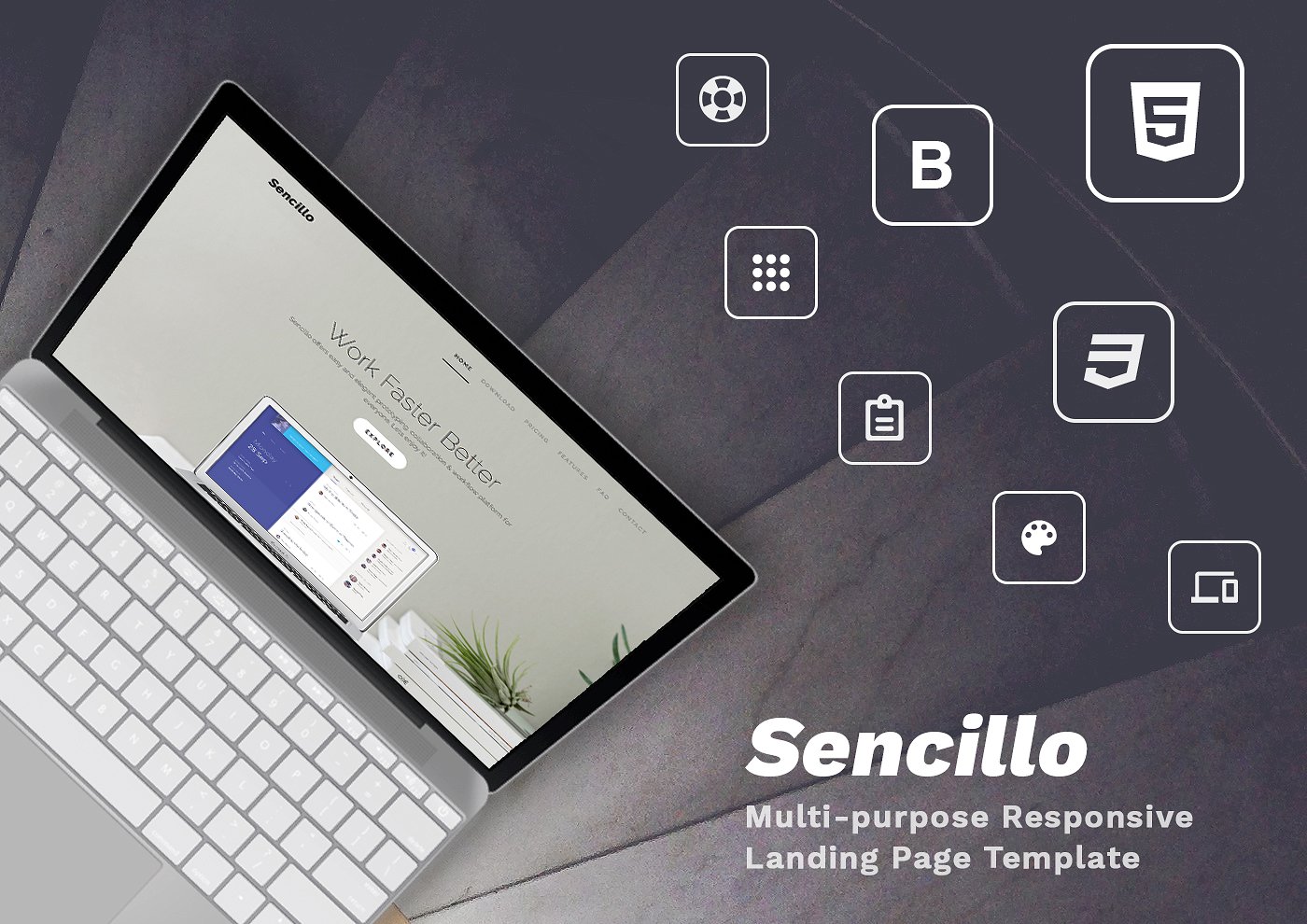 sencillo现代、时尚、优雅的H5响应式页面模板下载[html,css,js]插图(1)