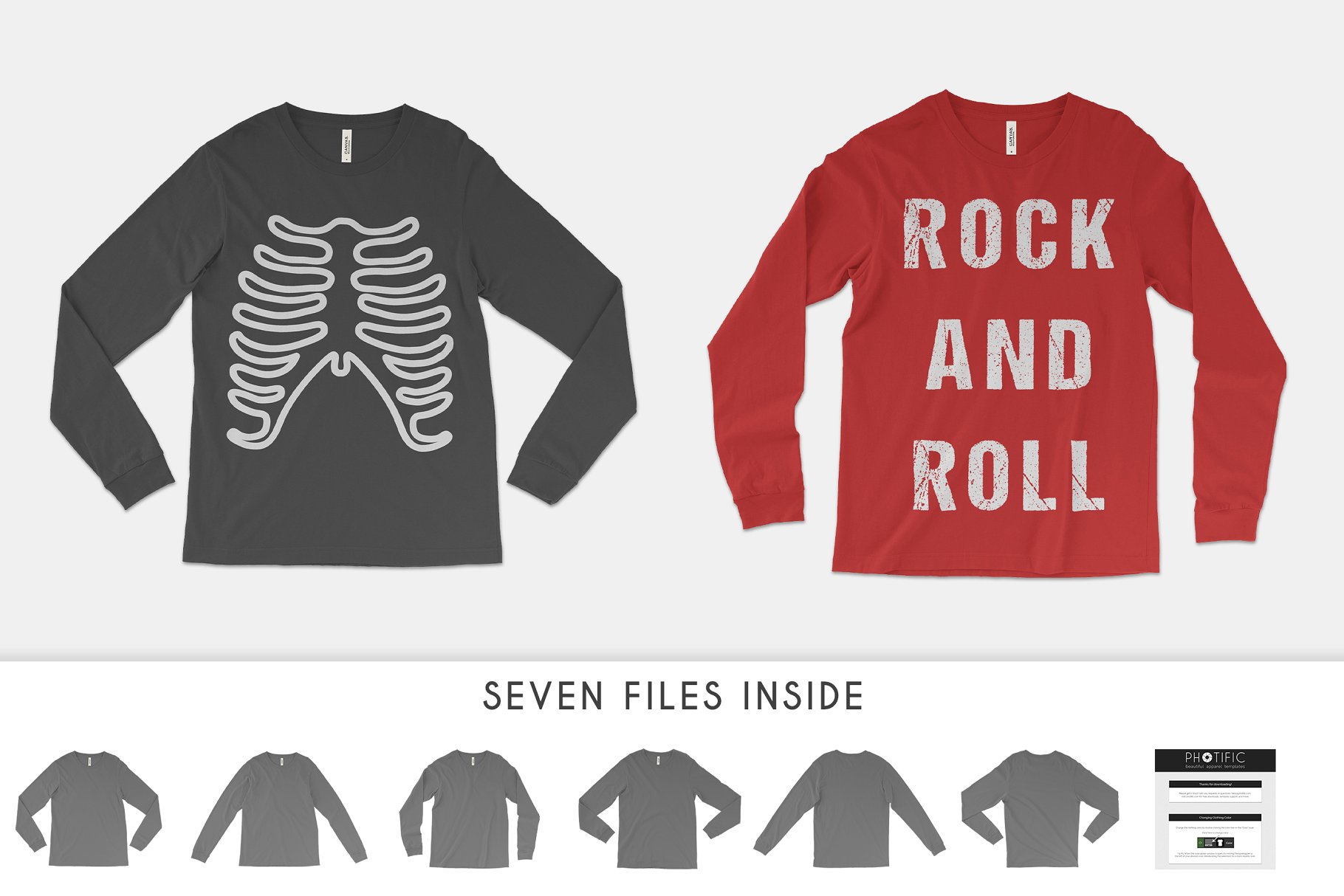 秋冬款长袖T恤样机模板 Bella Canvas 3501 Shirt Mockups插图(2)