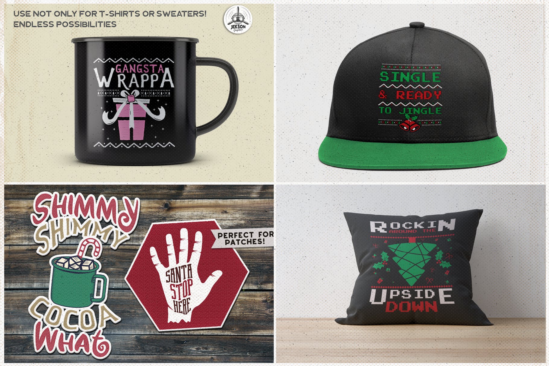 20款圣诞节主题复古风T恤印花图案设计素材包 Christmas T-Shirt Designs Retro Bundle. Xmas Tees插图(6)