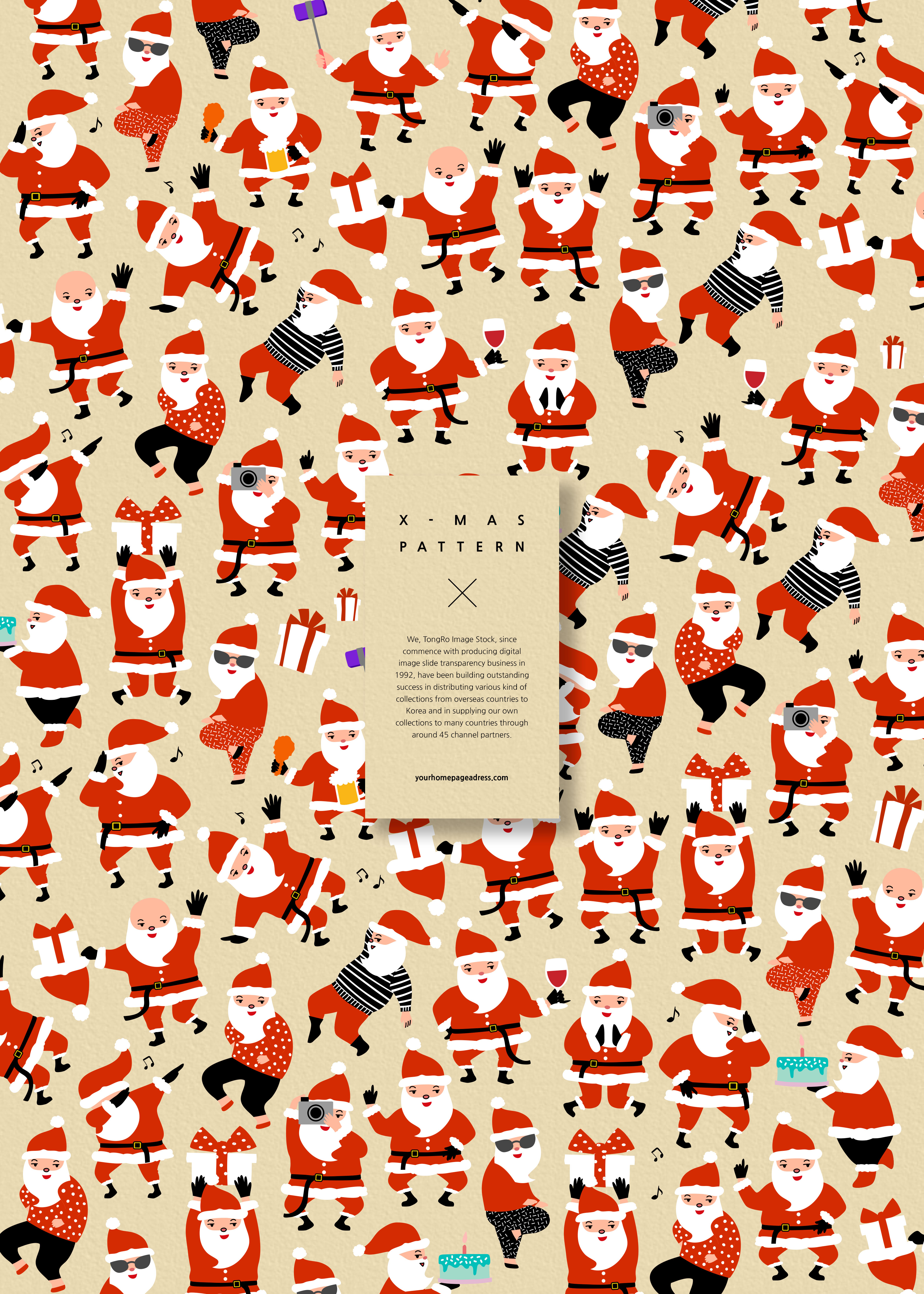 各种不同姿势的圣诞老人图案背景设计素材插图