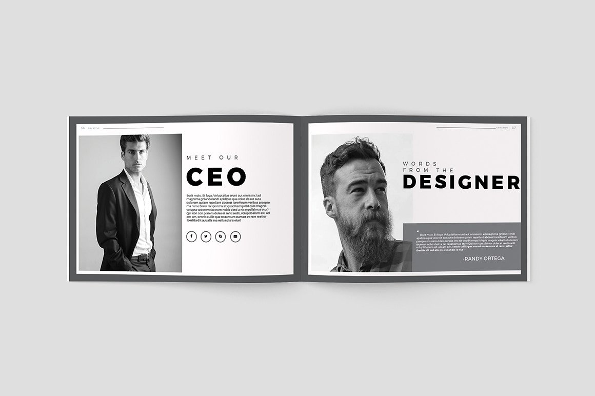 创意极简的黑白色调杂志手册模板下载[indd]插图(17)