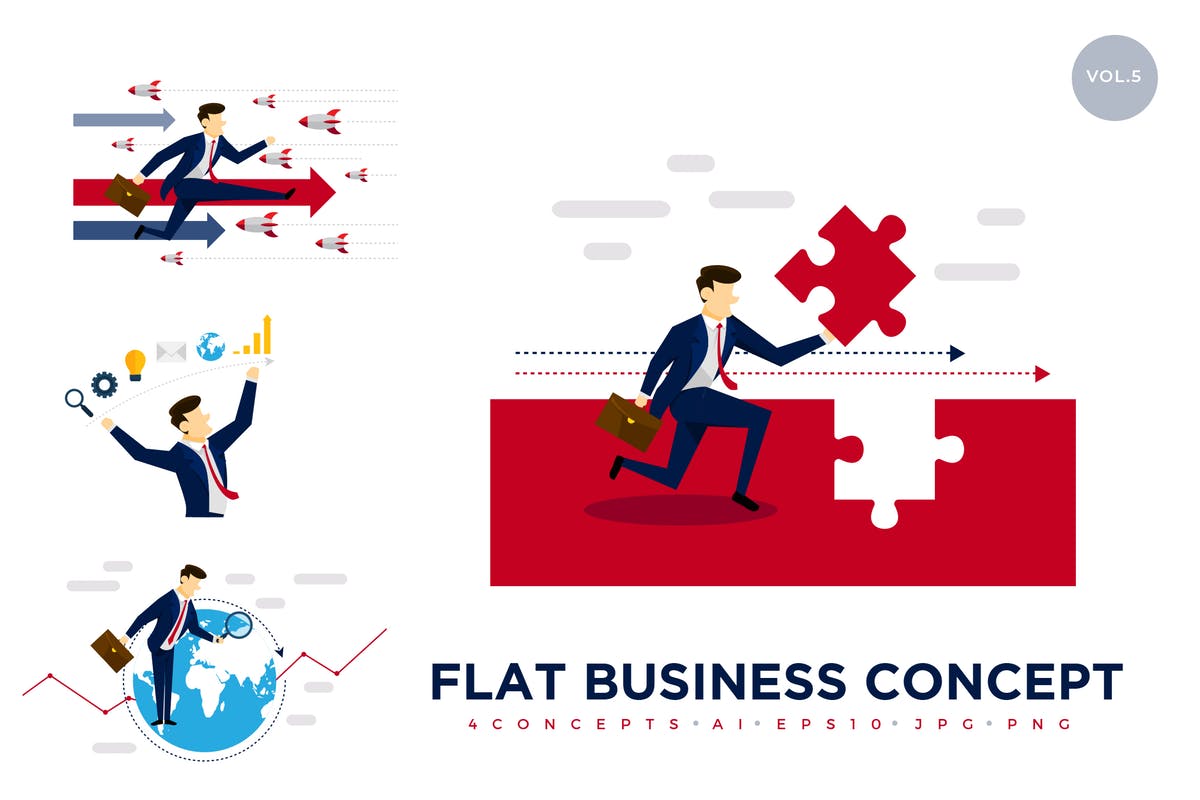 扁平设计风格商务概念矢量插画v5 Business Concept Vector Illustration Set 5插图