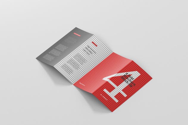 四折页DL菜单小册子样机模板 4-Fold Brochure Mockup – DL 99x210mm插图(11)