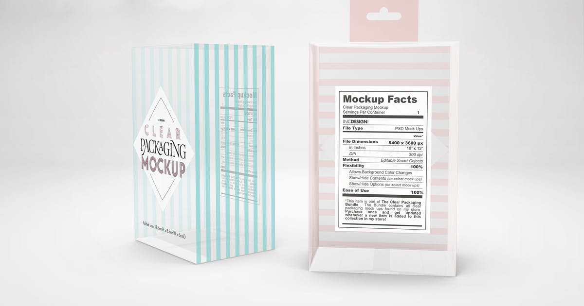 带标签透明产品包装盒设计预览样机 Clear Box with Foldable Hang Tab Mockup插图