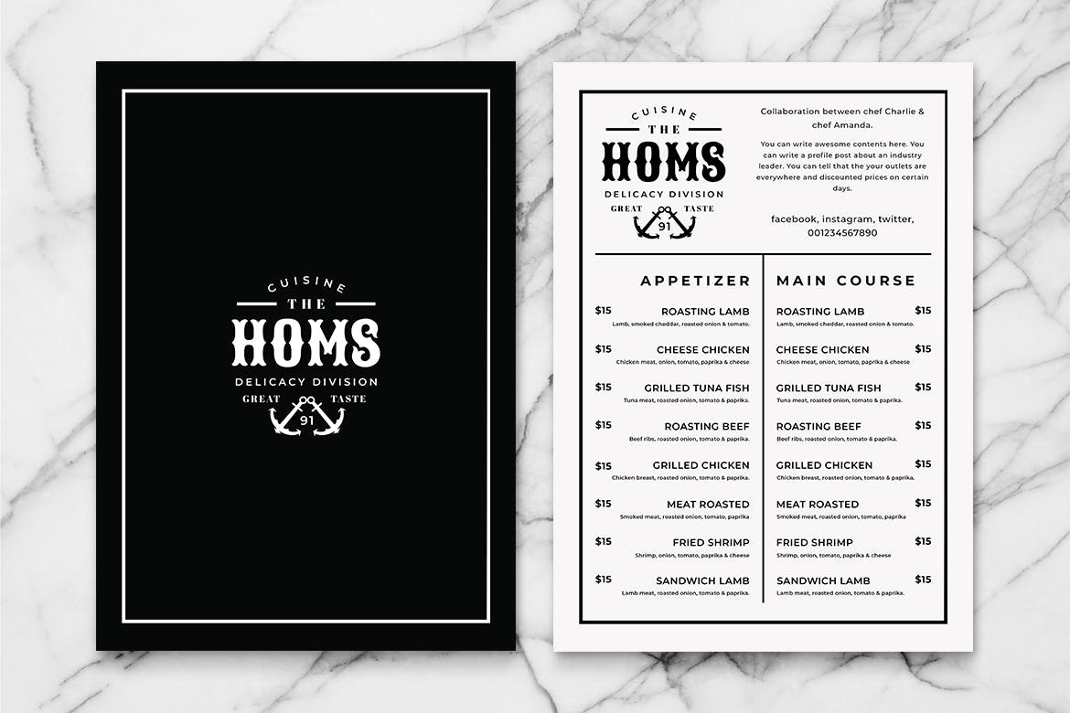 简约风西式餐厅素材库精选菜单模板v07 SGM – Food Menu .07插图(1)