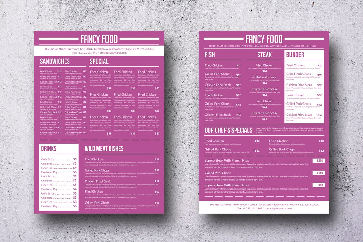 A4纸极简设计风格西式菜单设计模板 Simple A4 Minimal A4 Menu – 13 Color Versions插图(4)