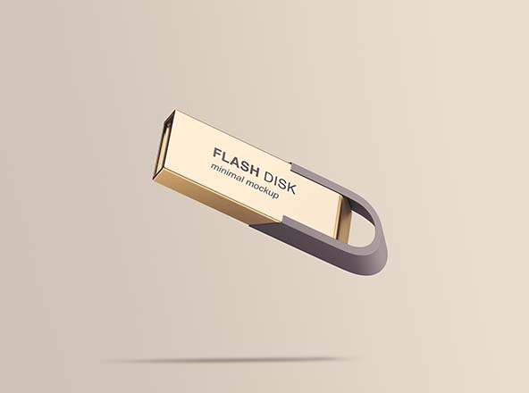 创意U盘设计效果图PSD样机模板 Flying Flash Disk Mockup