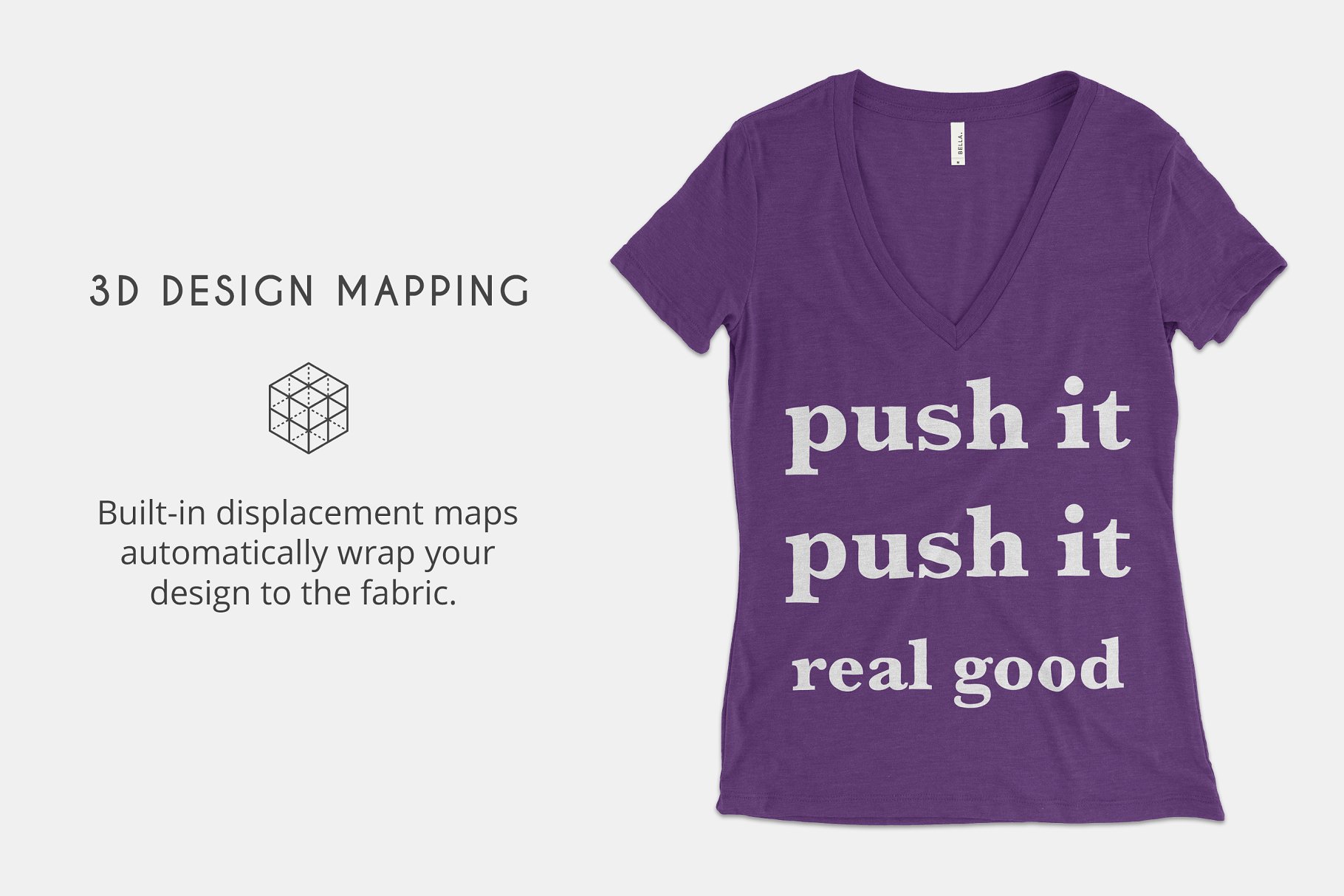 女性长款V领T恤样机模板 Bella Canvas 8435 T-Shirt Mockups插图(1)