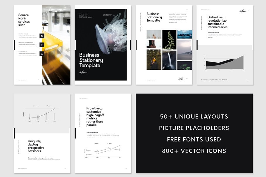 多用途企业、产品手册模板 Illustrator Stationery Template插图(9)