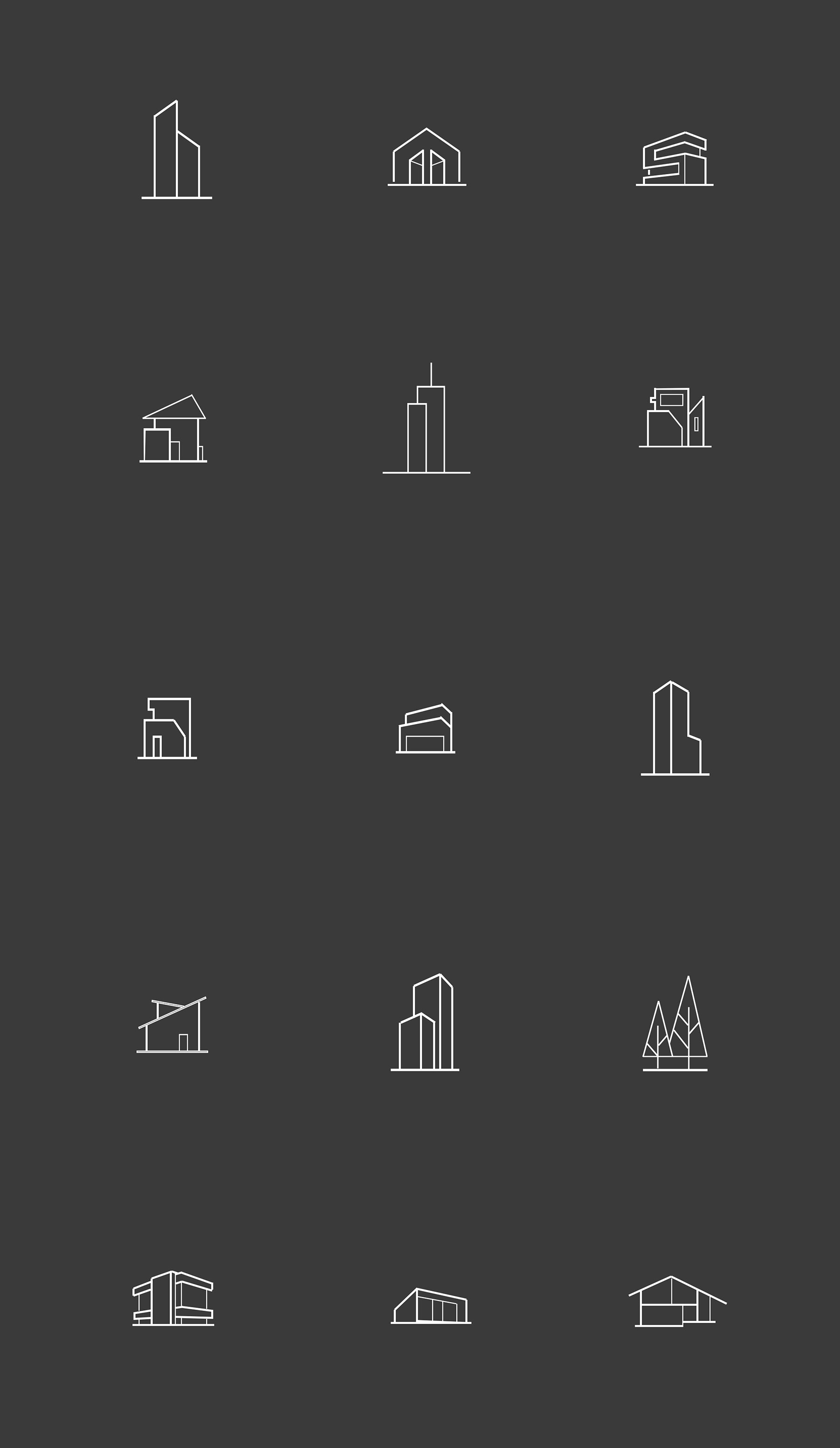 15 枚建筑类线性图标