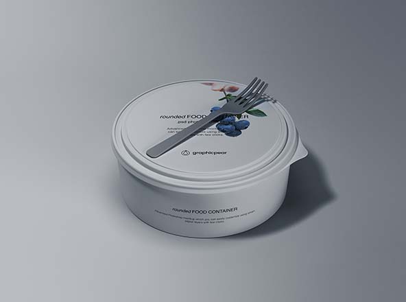 圆形快餐外卖食品包装盒设计展示素材库精选 Rounded Food Container Mockup