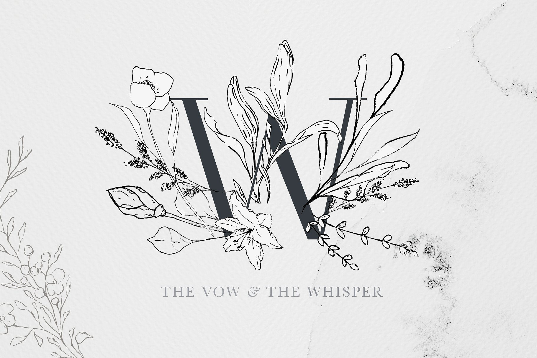 优雅风格手绘花卉插图&字母素材 Floral Alphabet & Illustrations插图(9)