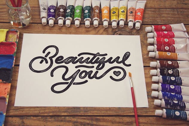 水彩画作品展览工作室场景样机 Sketchbook Paint Scene插图(2)