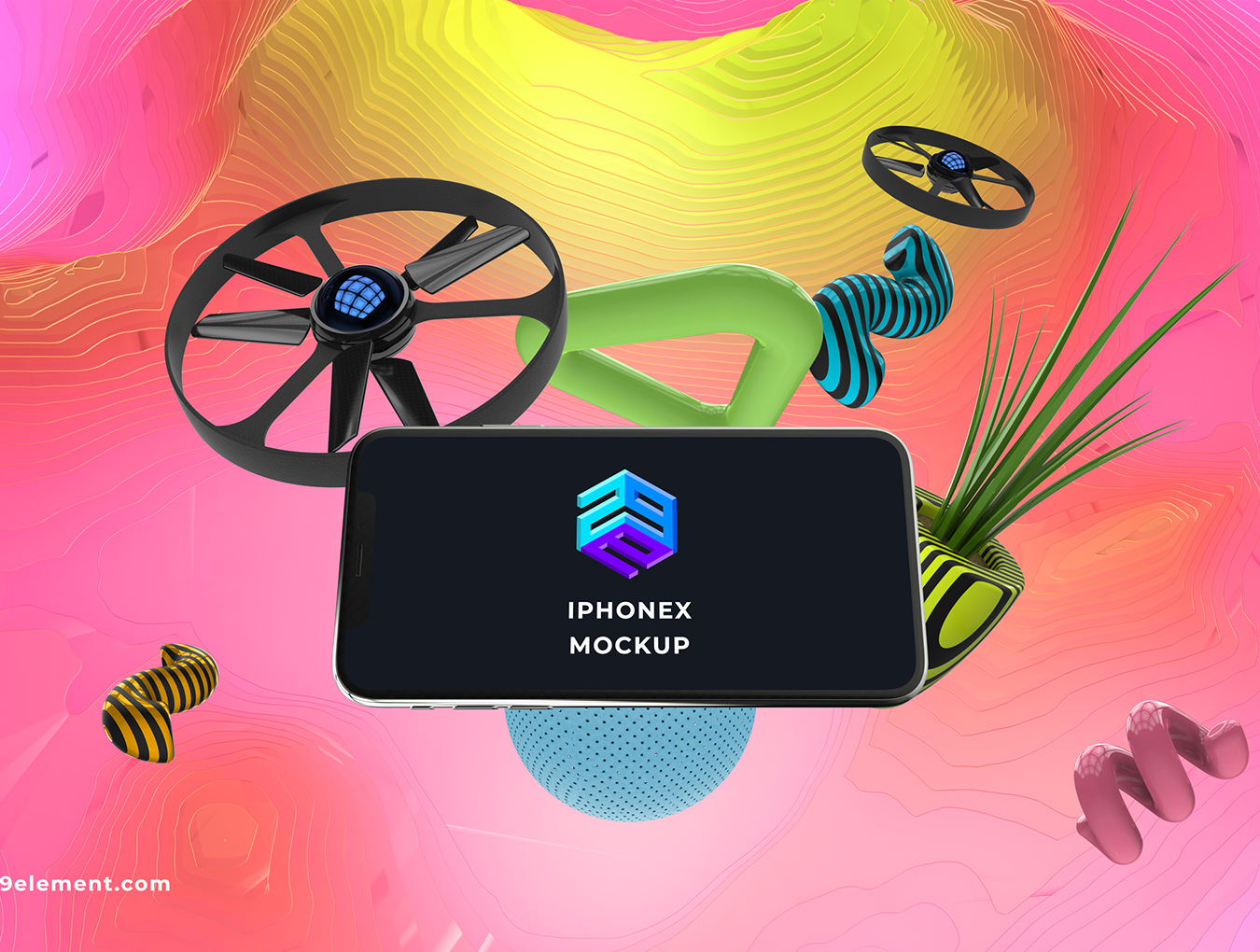 无人机与手机展示创意场景样机下载 [PSD]插图