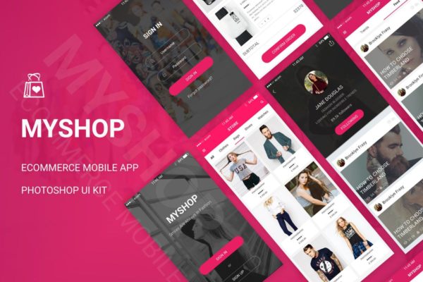 服饰鞋帽类电商APP应用UI套件 MyShop – Ecommerce Mobile App UI Kit
