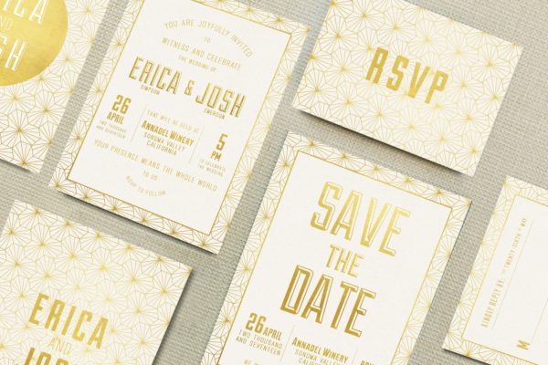 优雅几何婚礼设计物料模板套装 Elegant Geometric Wedding Suite