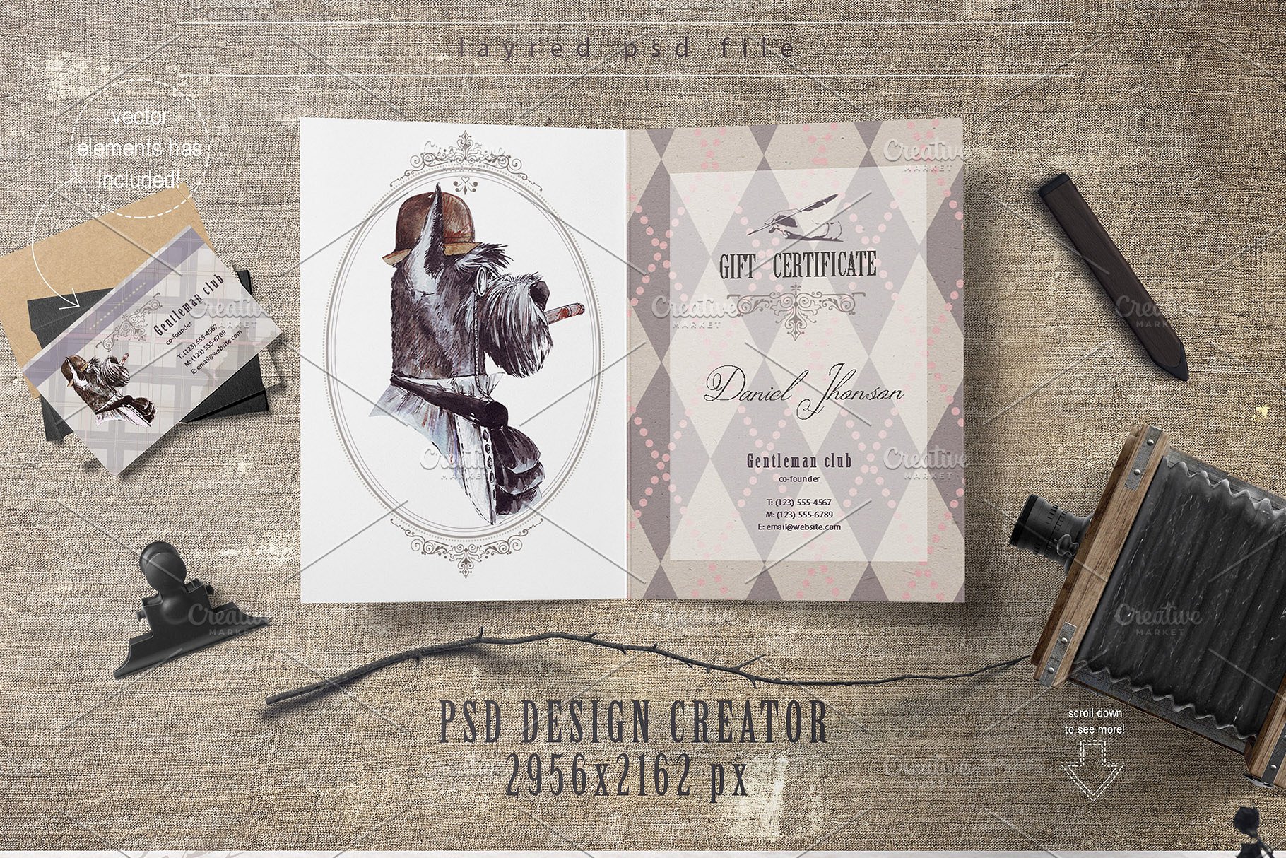 复古绅士小狗宠物形象设计素材包[1.21GB] GENTLEMAN DOGS SET插图(1)