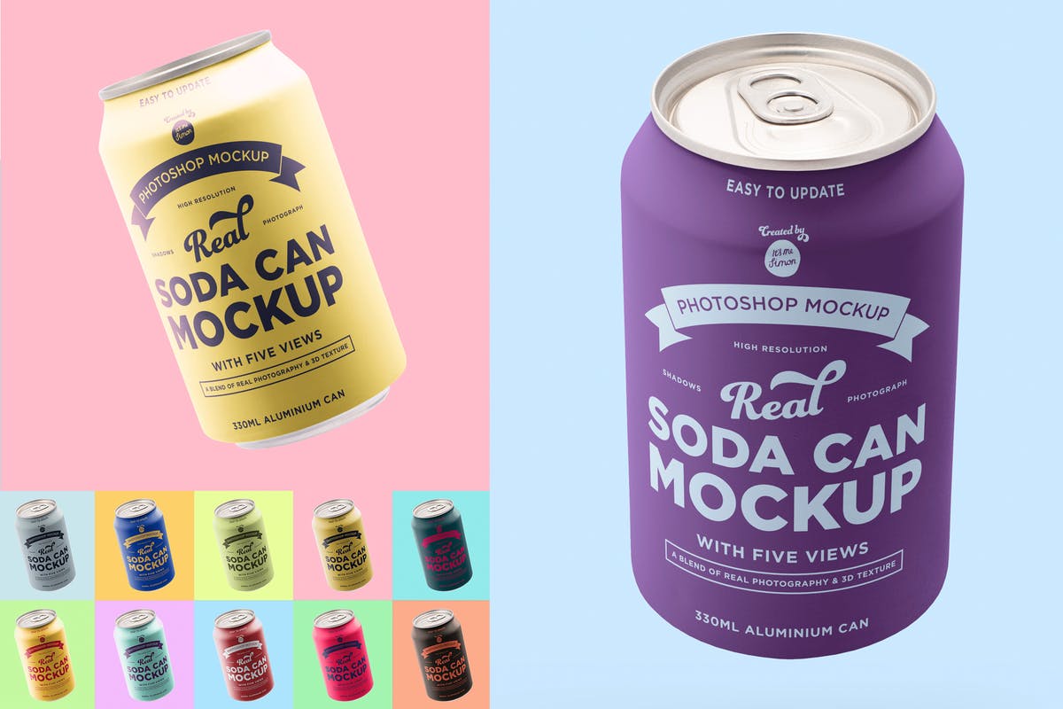 苏打水/碳酸饮料易拉罐样机 Soda can mockup插图