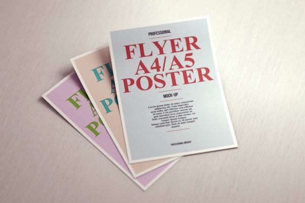 A4/A5纸张规格海报传单样机 A4 / A5 Poster Flyer Mock-up