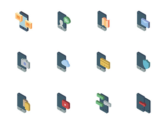 140 枚手机功能轴测图标素材之家精选sketch素材