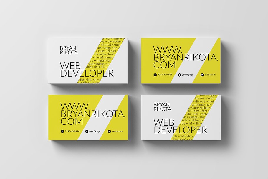 互联网前端开发人员-特色名片模板71 Web Developer – Business Card 71插图(1)