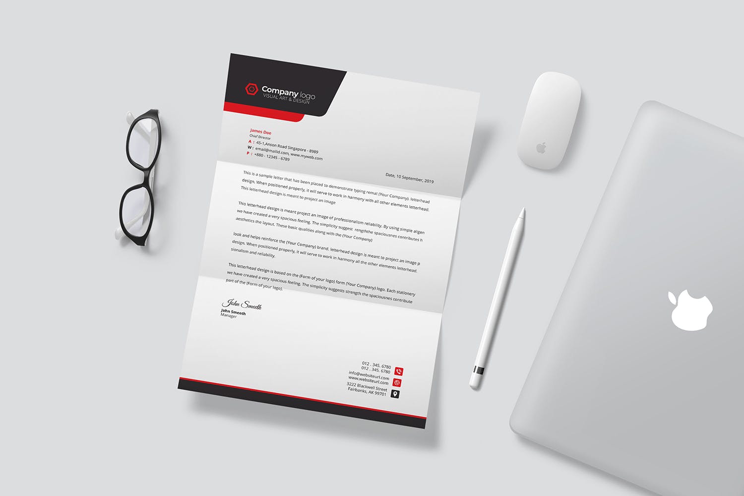 高档企业信纸版式设计模板 Letterhead插图