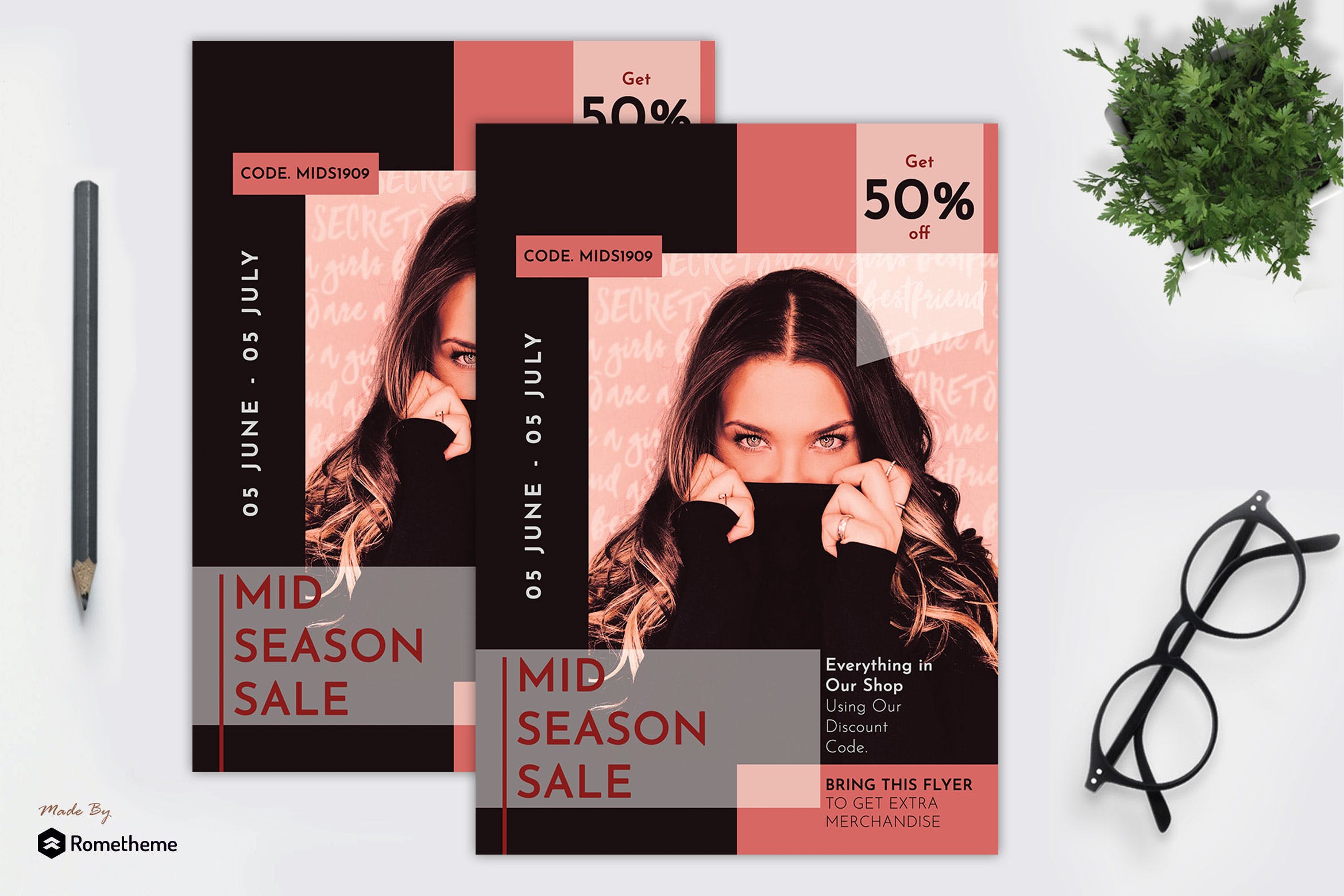 时尚品牌促销广告海报传单设计模板v13 Fashion Sale Flyer vol. 13插图