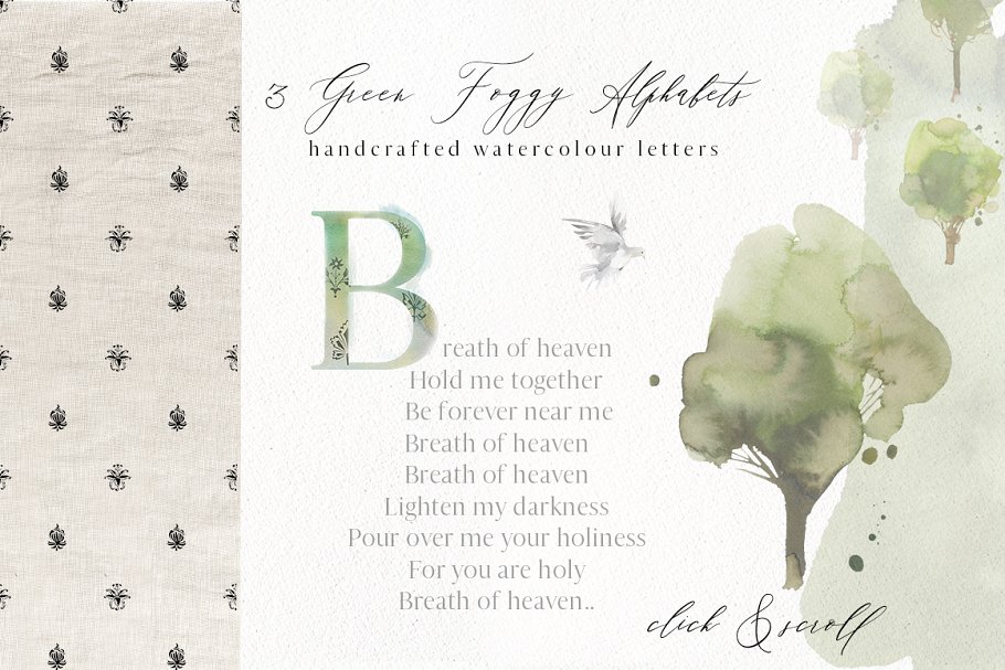 绿色森林水彩图案剪切画集合 Forest – Green Watercolor Bundle插图(11)