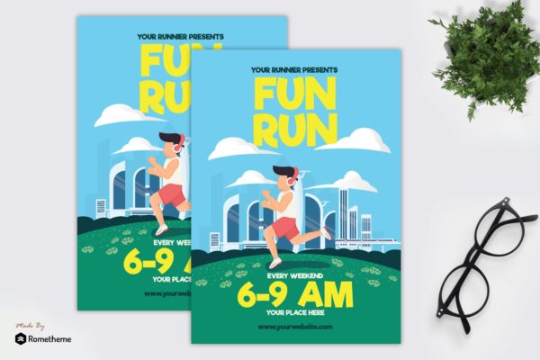 乐跑计划主题活动海报传单素材库精选PSD模板 Fun Run – Flyer GR
