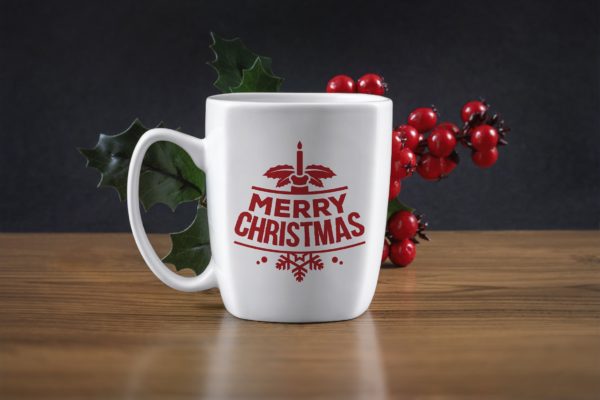 圣诞节主题马克杯设计效果图样机素材库精选 Christmas mug mockup