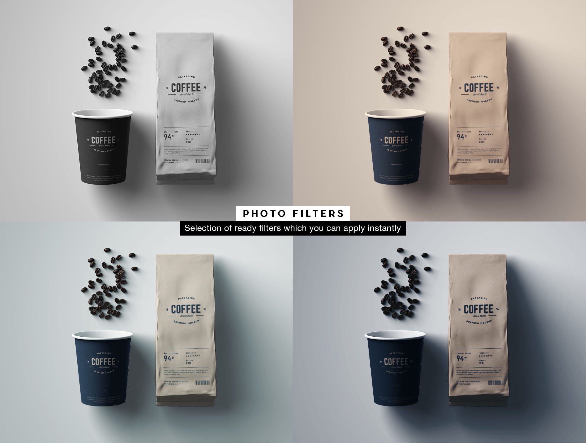 咖啡纸杯&咖啡豆牛皮纸包装袋设计样机 Coffee Package Mockup插图(8)