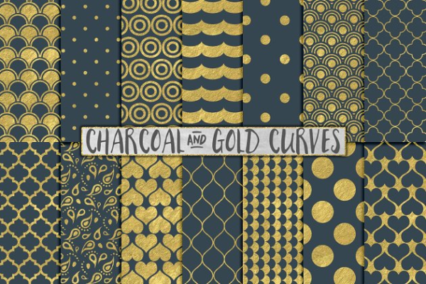 日本设计风格金箔灰色背景纹理 Grey and Gold Foil Backgrounds