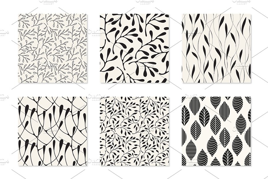 花卉图案无缝纹理 Floral Seamless Patterns Bundle插图(1)