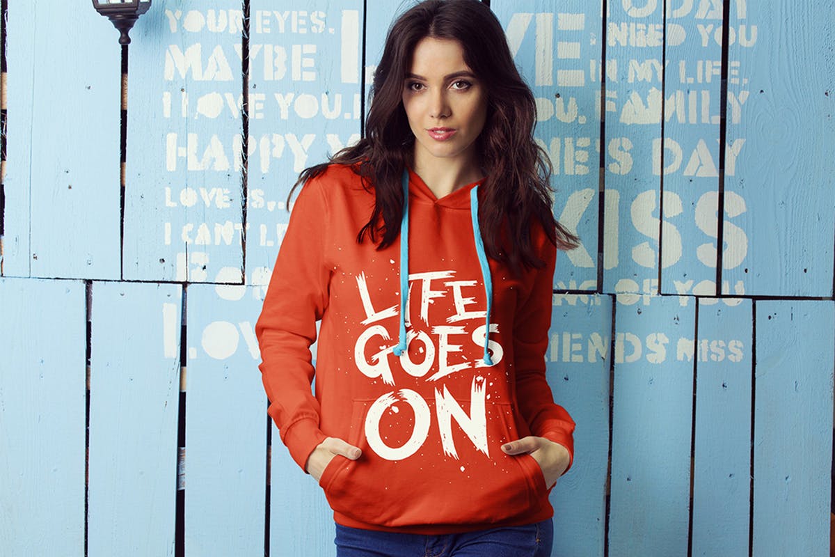 女性时尚休闲连帽衫服装样机 Female Hoodie Mockup插图