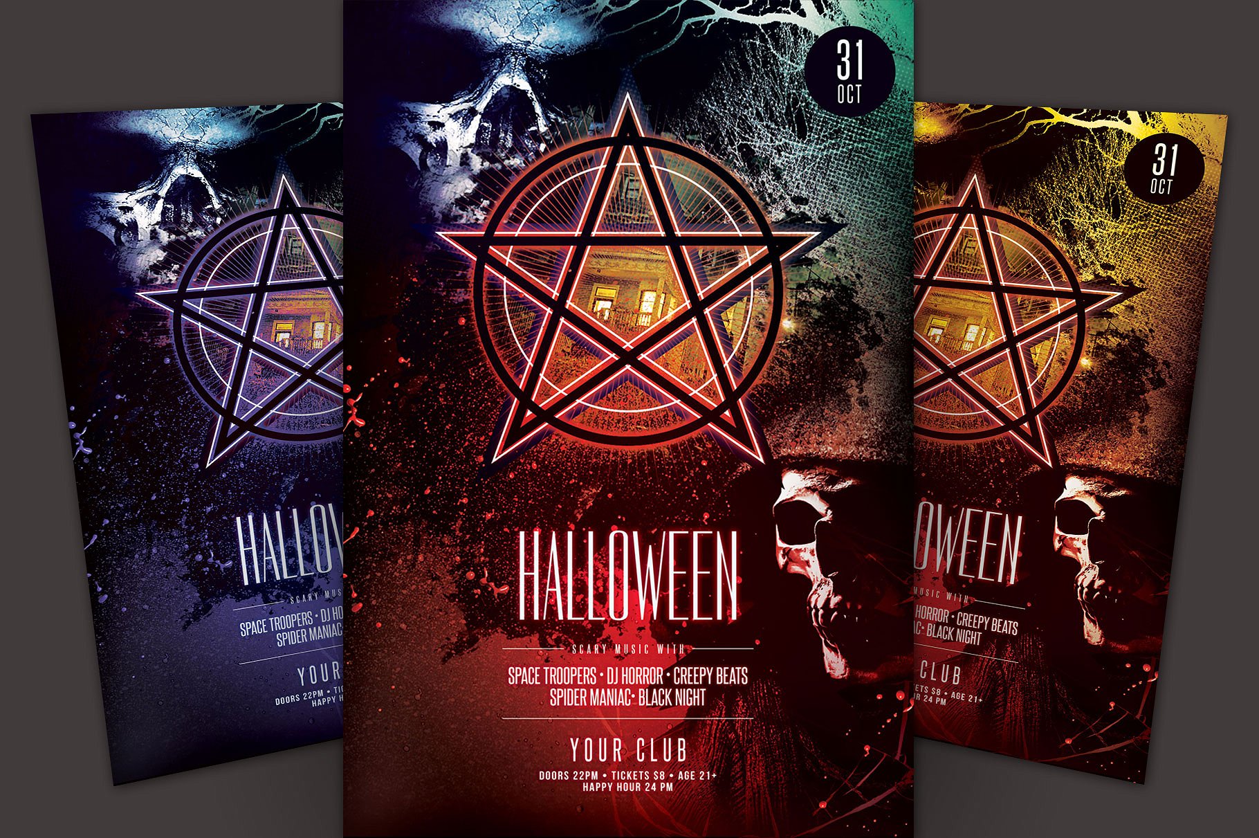 万圣节主题活动传单模板 Halloween Flyer Template插图