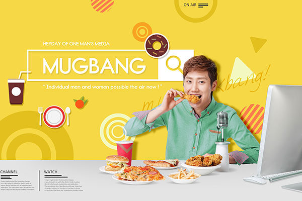 美食直播主题广告banner海报设计素材