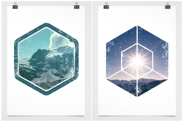 创意半色调做旧风格六角形矢量纹理素材 Hexagon Textures插图(5)