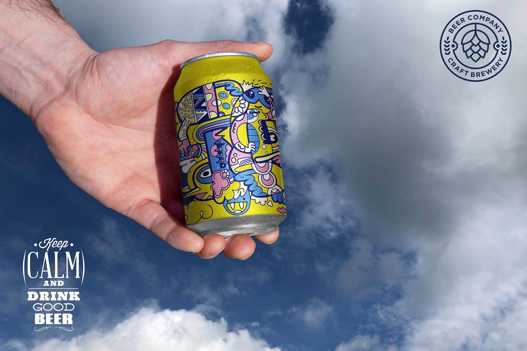 手持啤酒易拉罐外观设计效果图素材库精选 Clean Hand Beer Can Mockup插图(3)