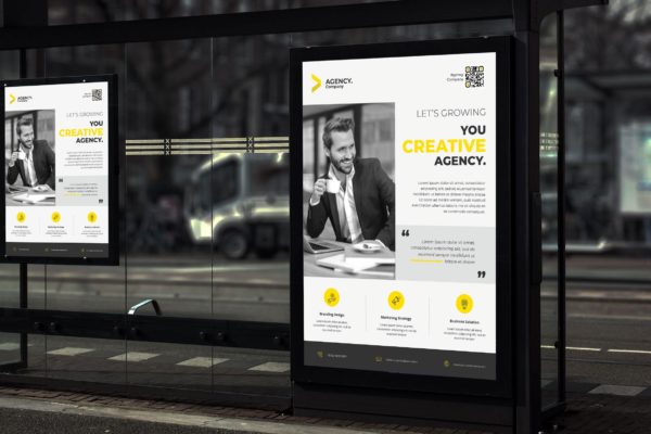 上市公司灯箱广告海报设计模板 Focus Corporate Poster TS