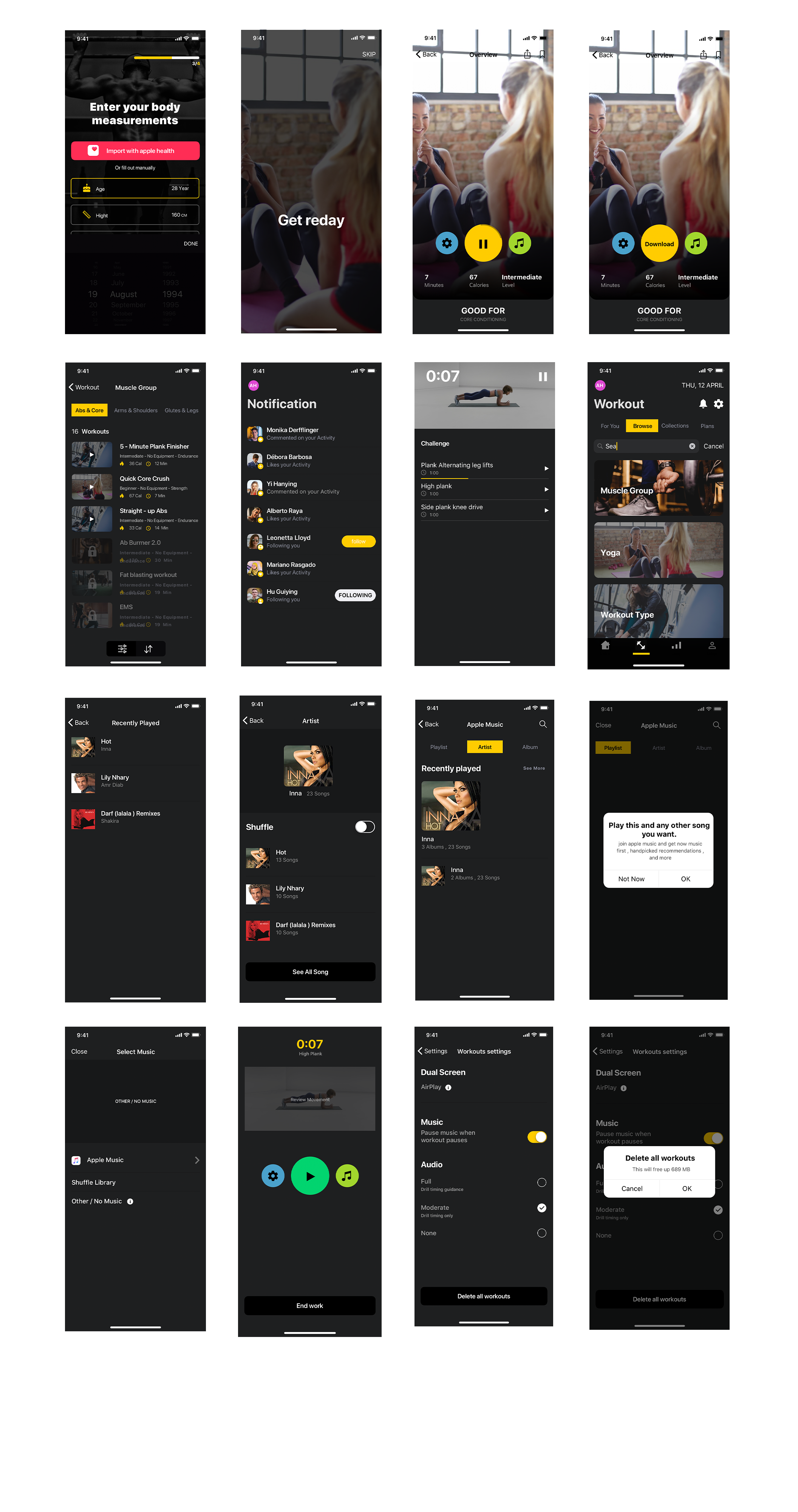 素材库下午茶：健身主题交互式APP应用UI设计素材库精选模板插图(1)