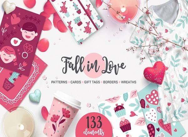 可爱的爱情（情人节）矢量素材包下载