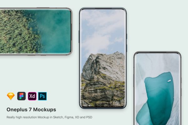 One Plus 7安卓手机UI界面设计预览样机模板 One plus 7 mockup
