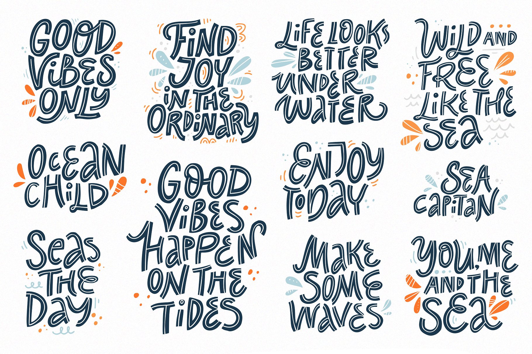 北欧民间艺术海洋主题剪贴画 Nordic Sea Folk Collection插图(1)