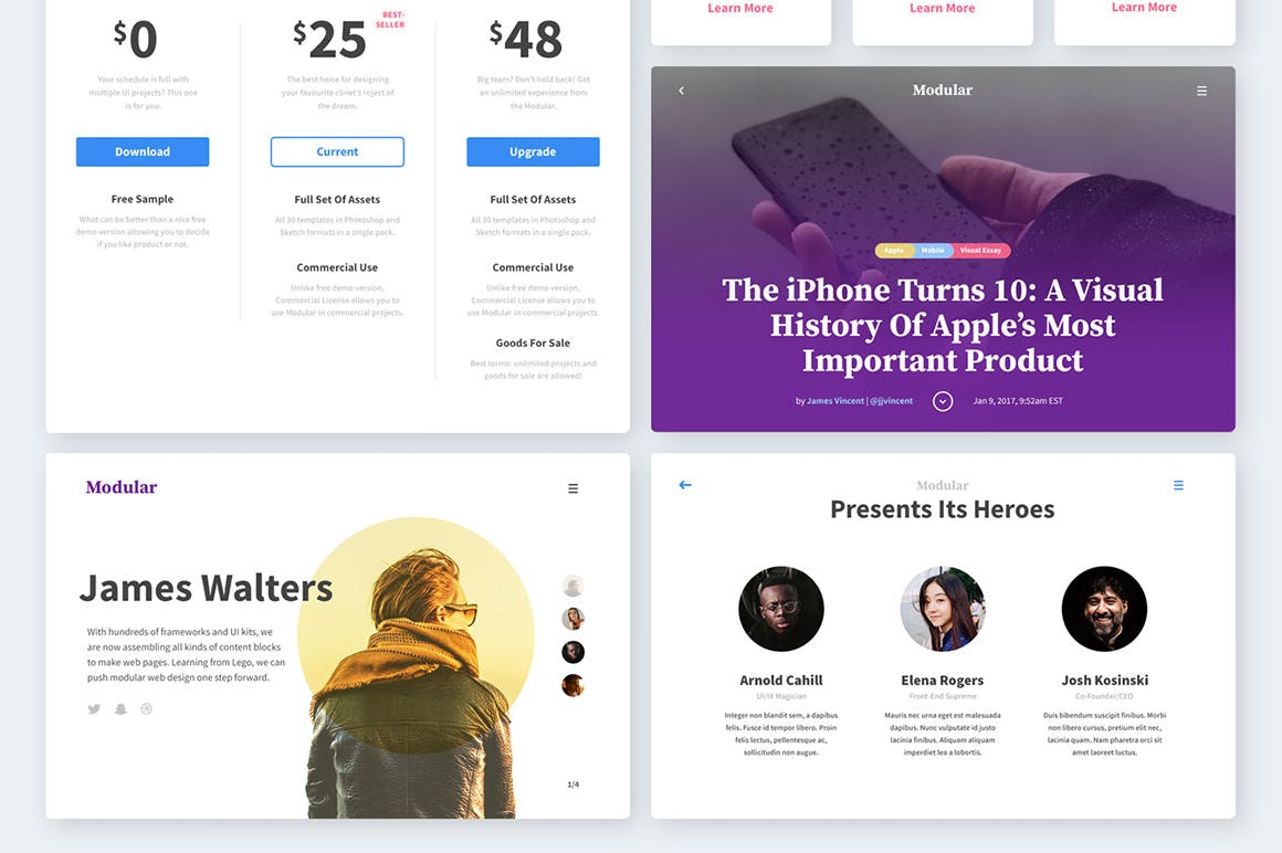 创意概念性网页网站设计UI模板 Modular UI kit插图(5)