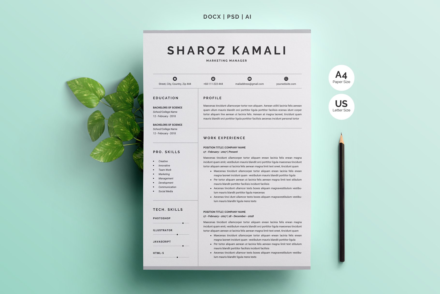 精致优雅的Word简历及求职信模板 Word Resume & Cover Letter插图