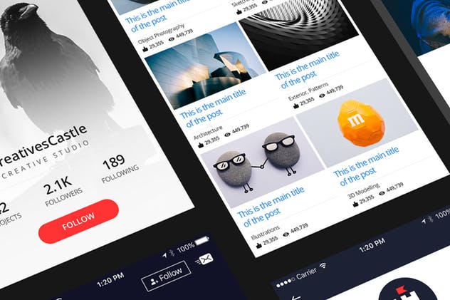 实用APP应用产品用户中心界面UI套件 03 Profiles | Bastion Mobile UI Kit插图(4)