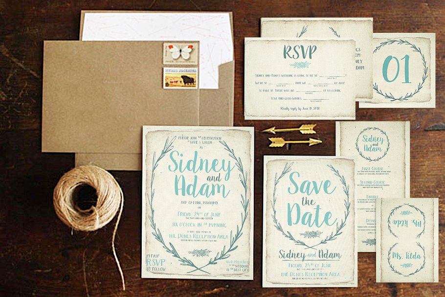 乡村花环婚礼设计套件 Rustic Wreath Wedding Suite插图(3)