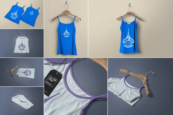 时尚女装印花背心服装样机 Women’s Tank Top Mockups