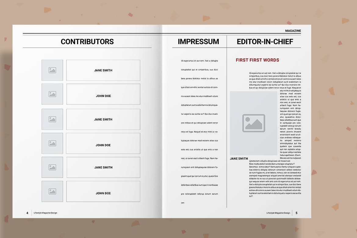 红色封面杂志版式设计模板 Red Magazine插图(3)