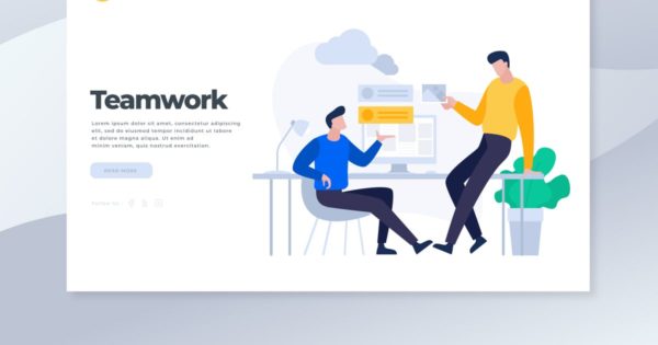 团队合作概念插画网站着陆页设计模板 Teamwork – Landing Page